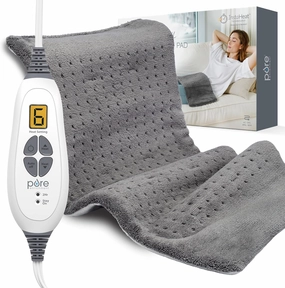 Pure Enrichment PureRelief XL Heating Pad - 12" x 24" Electric Heating Pad for Back Pain & Cramps, 6 Heat Settings, FSA/HSA Eligible, Soft Machine Wash Fabric, Auto-Off & Moist Heat (Charcoal Gray)