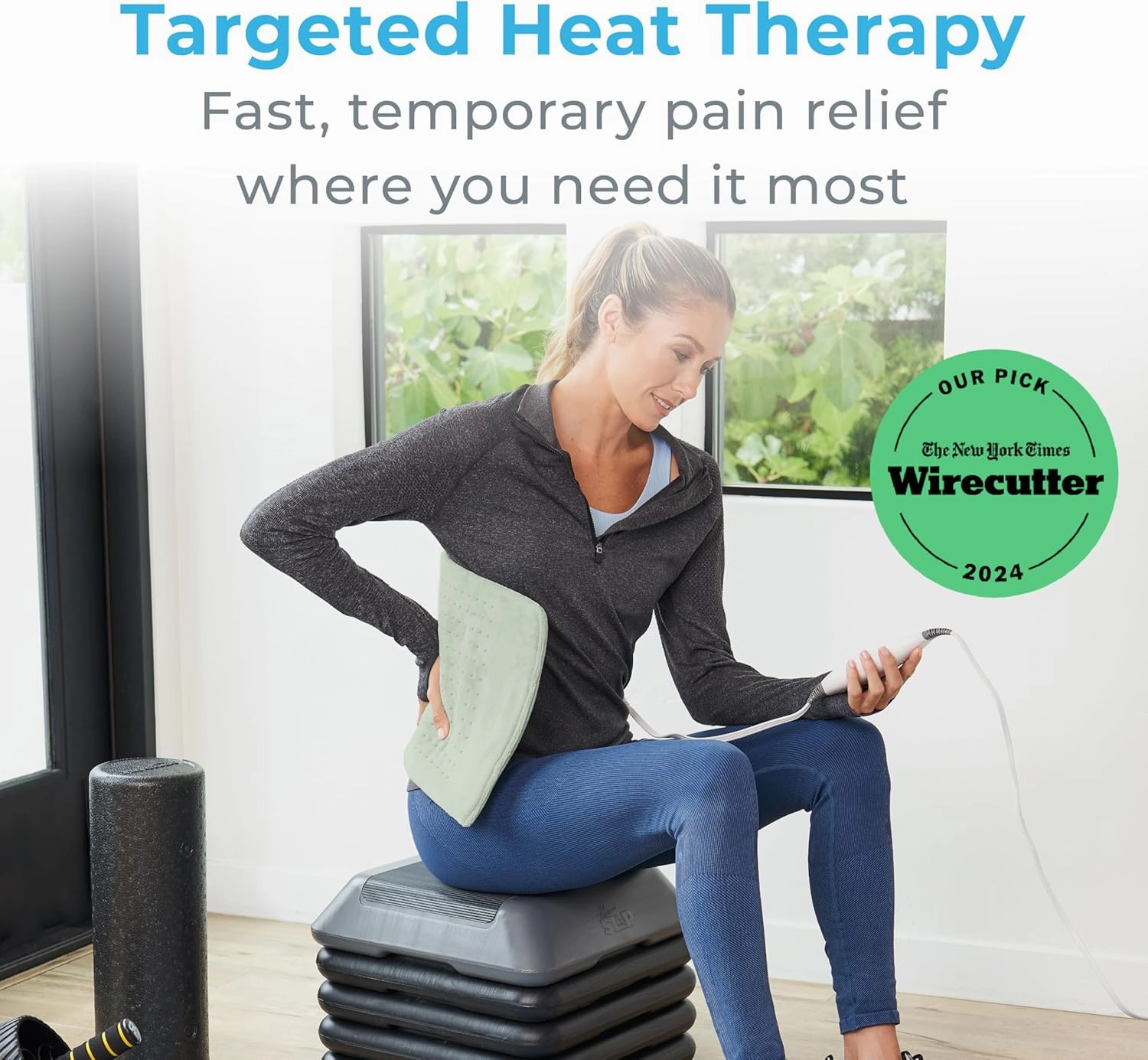 Pure Enrichment PureRelief XL Heating Pad - 12" x 24" Electric Heating Pad for Back Pain & Cramps, 6 Heat Settings, FSA/HSA Eligible, Soft Machine Wash Fabric, Auto-Off & Moist Heat (Zen Green)