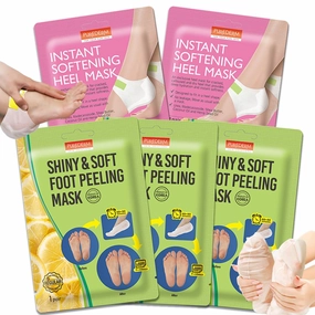 Purederm Shiny & Soft Foot Peeling Mask (3 Pack) Instant softening heel mask (2 Pair)
