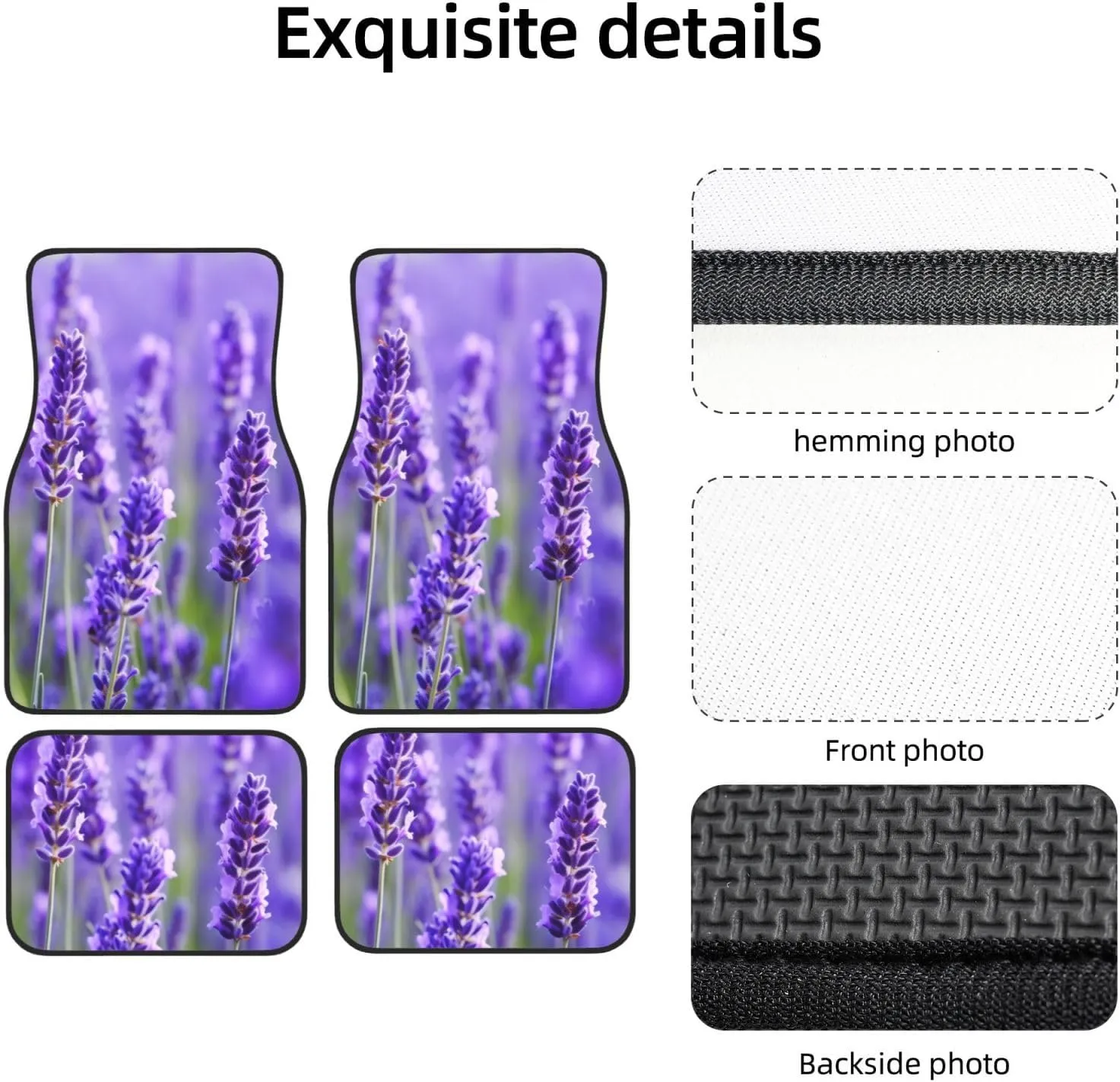 Purple Lavender Universal Car Floor Mats, Car Foot Mat Set of 4 Pieces, Automotive Front Rear Floor Foot Mats, Anti-Slip Neoprene Car Floor Rugs,for Suvs, Sedans, Van, Trucks