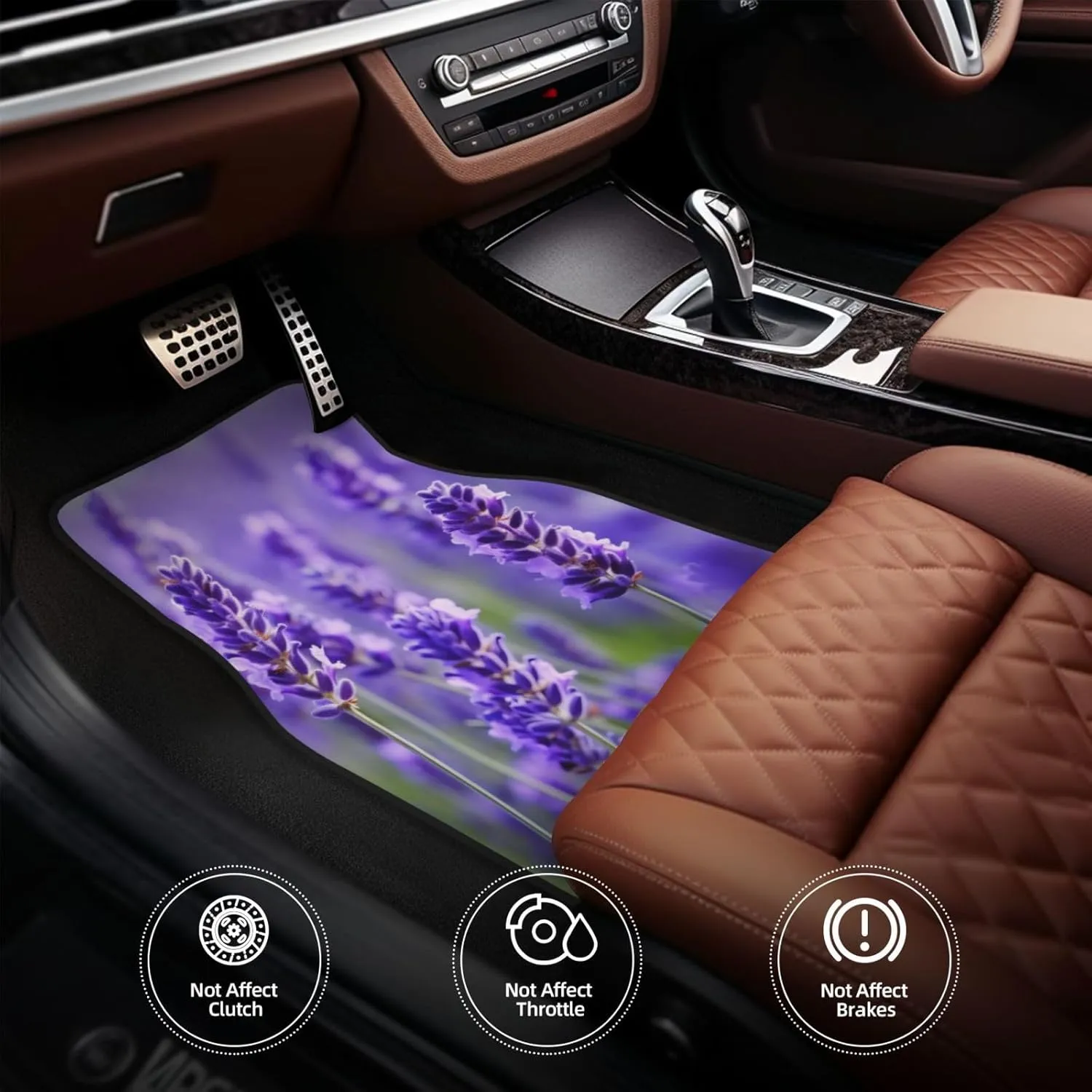 Purple Lavender Universal Car Floor Mats, Car Foot Mat Set of 4 Pieces, Automotive Front Rear Floor Foot Mats, Anti-Slip Neoprene Car Floor Rugs,for Suvs, Sedans, Van, Trucks