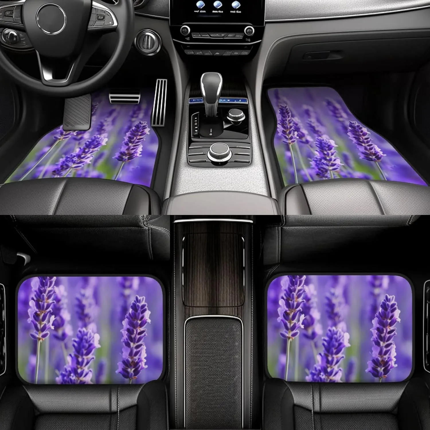 Purple Lavender Universal Car Floor Mats, Car Foot Mat Set of 4 Pieces, Automotive Front Rear Floor Foot Mats, Anti-Slip Neoprene Car Floor Rugs,for Suvs, Sedans, Van, Trucks