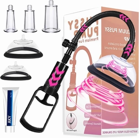 Pussy Pump Sex Toy with 5 Cups, YGOJKE Manual Nipple and Clitoral Suction Cups for Increased Sensation and Enhanced Female Sexual PleasureVacuum Pump, Nipple Clitoral Stimulator for Adult Play (Black)