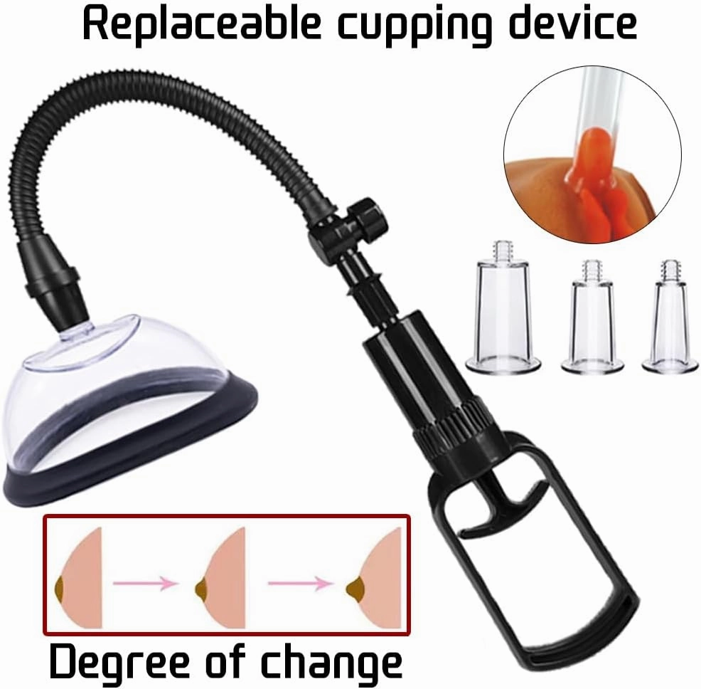 Pussy Pump Sex Toy with 5 Cups, YGOJKE Manual Nipple and Clitoral Suction Cups for Increased Sensation and Enhanced Female Sexual PleasureVacuum Pump, Nipple Clitoral Stimulator for Adult Play (Black)