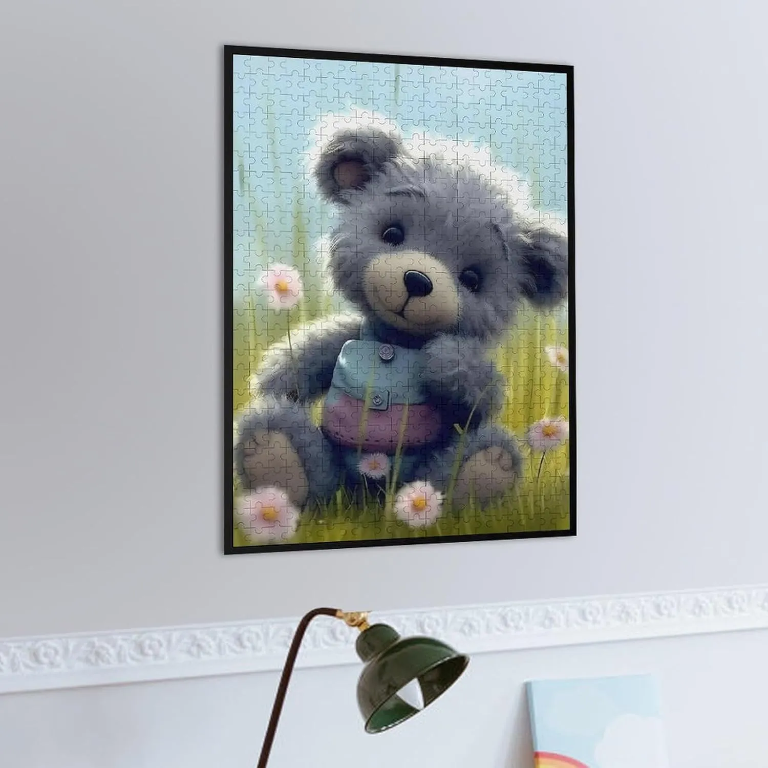 Puzzles for Adults 500 Pieces - Teddy Bear with Flowers Animal Picture Funny Puzzles Gift for Birthday Wedding Christmas Halloween