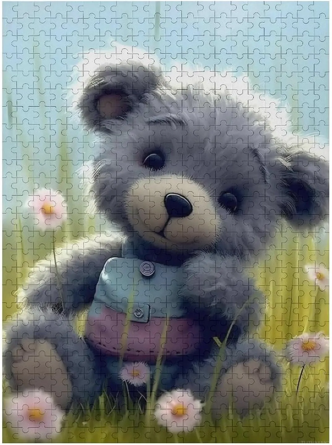 Puzzles for Adults 500 Pieces - Teddy Bear with Flowers Animal Picture Funny Puzzles Gift for Birthday Wedding Christmas Halloween