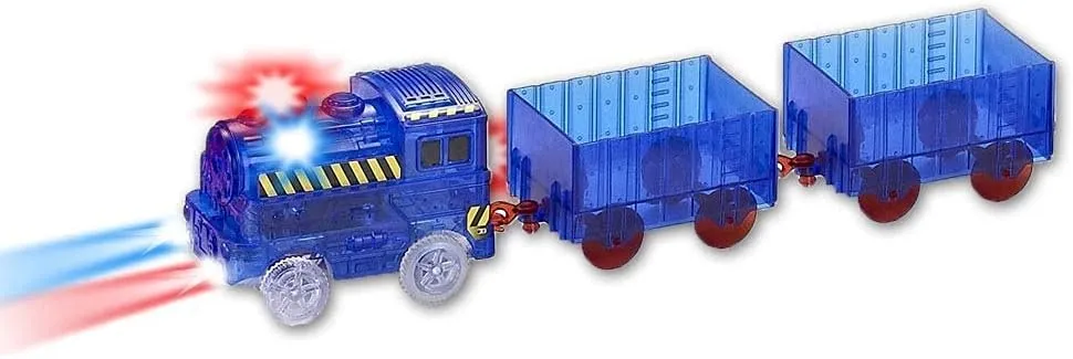 Racing Track Accessories Blue Track Train Replacement Only, Multi-Color Light Up Flashing LED Glow in The Dark Trains Accessories