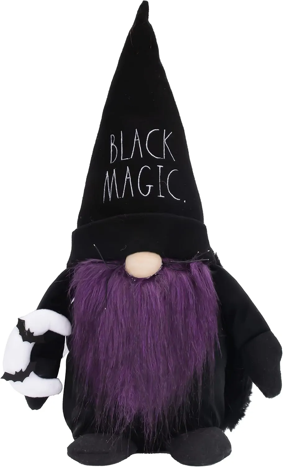 Rae Dunn Halloween Gnome - Fall Holiday Decor Seasonal Decorations - Scandinavian / Swedish / Nordic Tomte Nisse Plush Figurine - 19" Elf with Beard Ornament for Shelf (Black Magic)