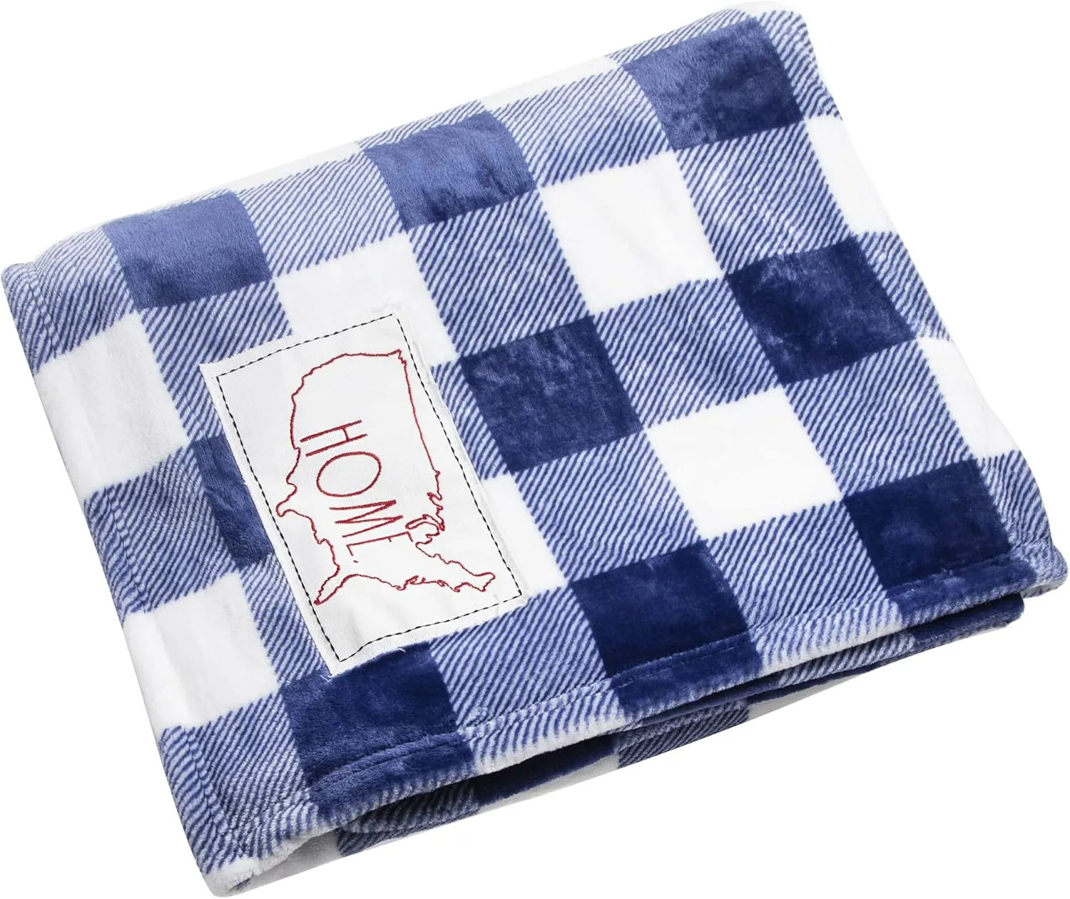 Rae Dunn Throw Blanket- Soft, Decorative Blankets for Bed or Couch, Cozy Throws for Sofa, Plush, Checkered Pattern, Fleece Throw Embroidered with Home, 50 inches x 60 inches
