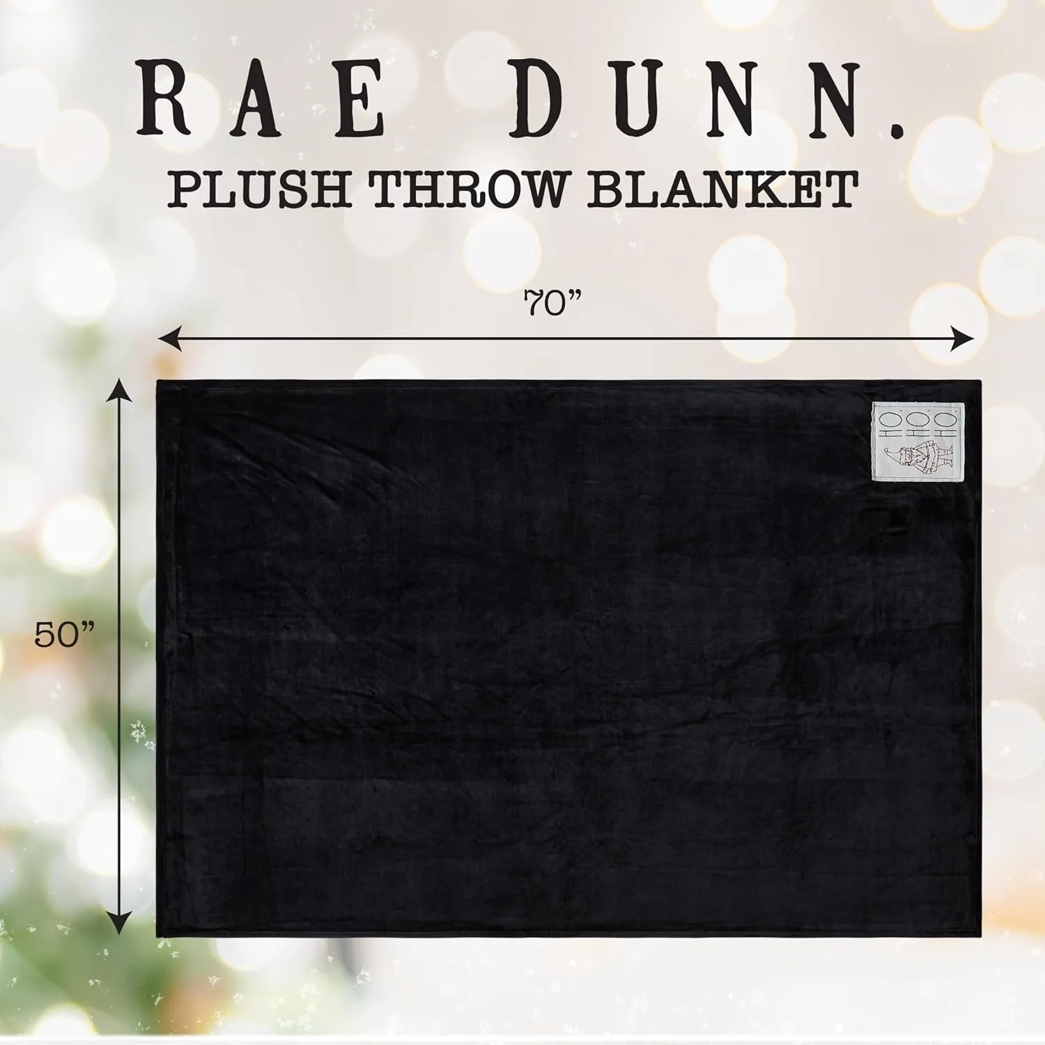 Rae Dunn Throw Blanket- Soft, Decorative Blankets for Bed or Couch, Cozy Throws for Sofa, Soft Plush Throw Embroidered HO. HO. HO., 50 inches x 70 inches