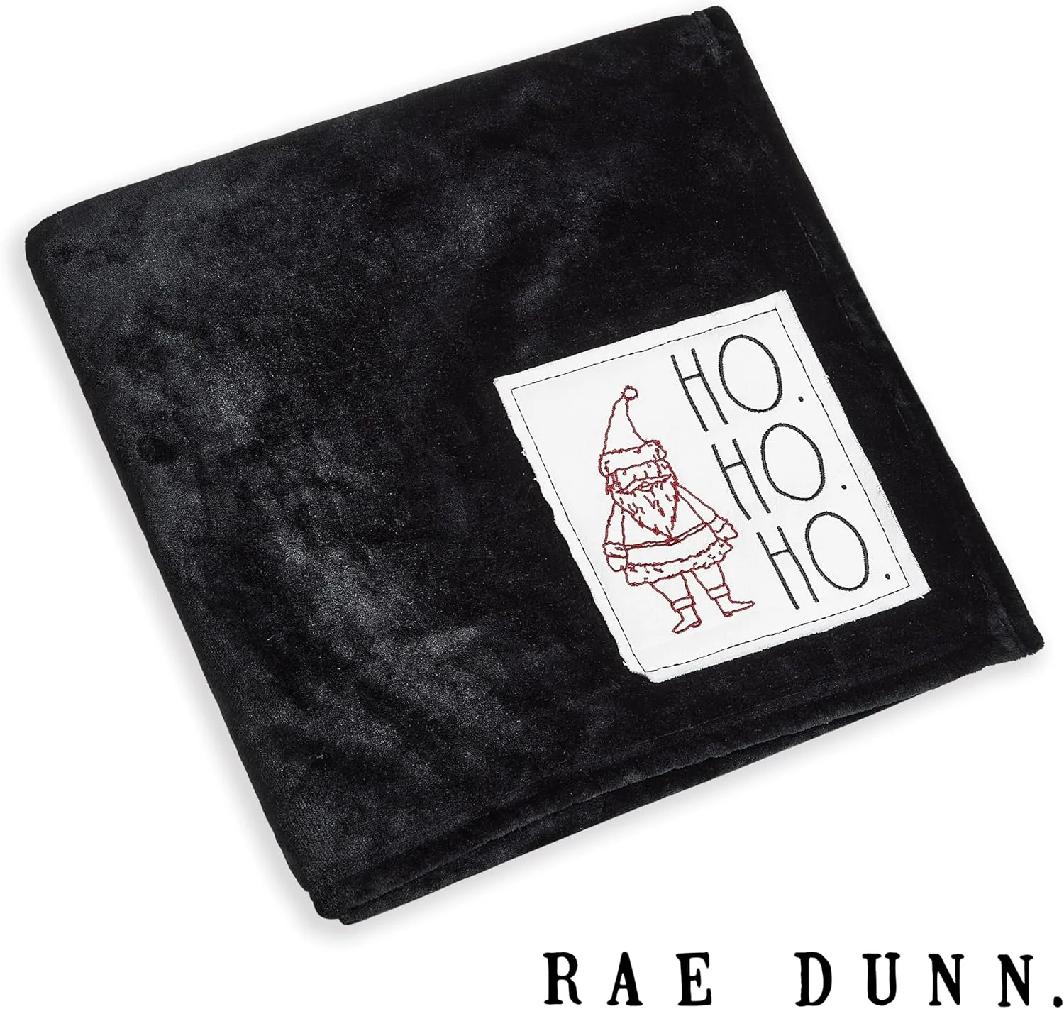 Rae Dunn Throw Blanket- Soft, Decorative Blankets for Bed or Couch, Cozy Throws for Sofa, Soft Plush Throw Embroidered HO. HO. HO., 50 inches x 70 inches