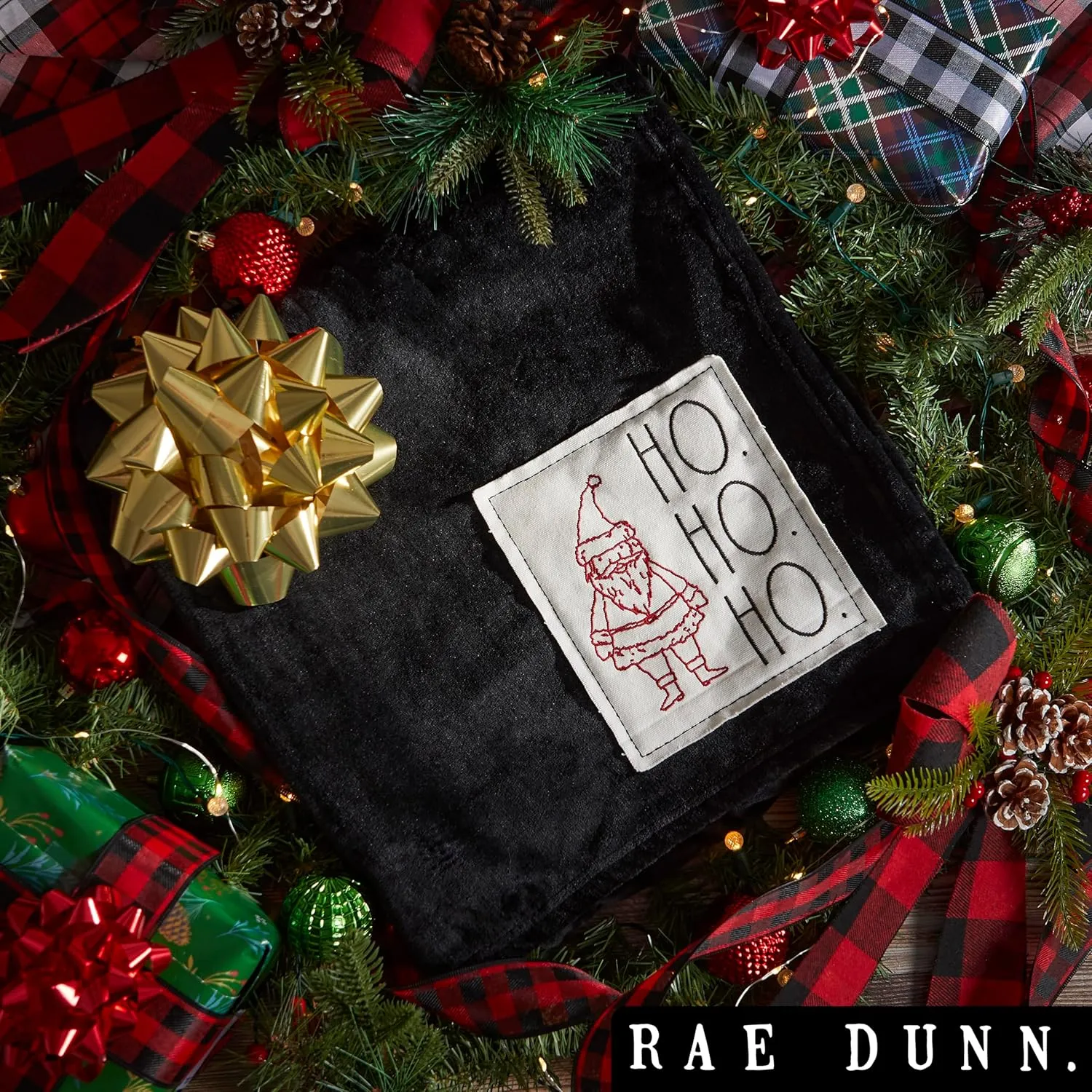 Rae Dunn Throw Blanket- Soft, Decorative Blankets for Bed or Couch, Cozy Throws for Sofa, Soft Plush Throw Embroidered HO. HO. HO., 50 inches x 70 inches