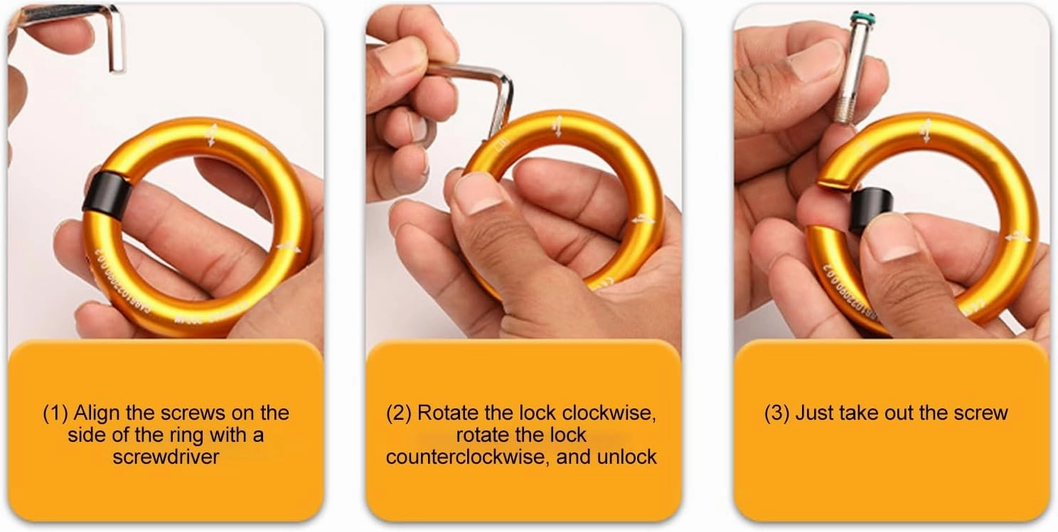 Rappel Connector Ring 12mm Opening, Aluminum Alloy Rappel Ring for Climbing, Mountaineering
