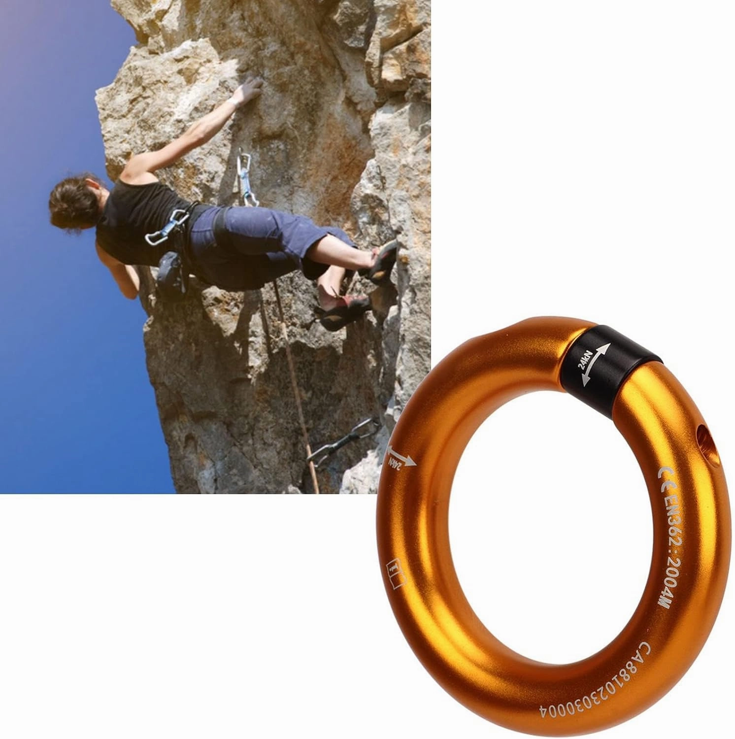 Rappel Ring, Rock Climbing O Ring Safe to Use Abrasion Resistance Uniform Force for Mountaineering