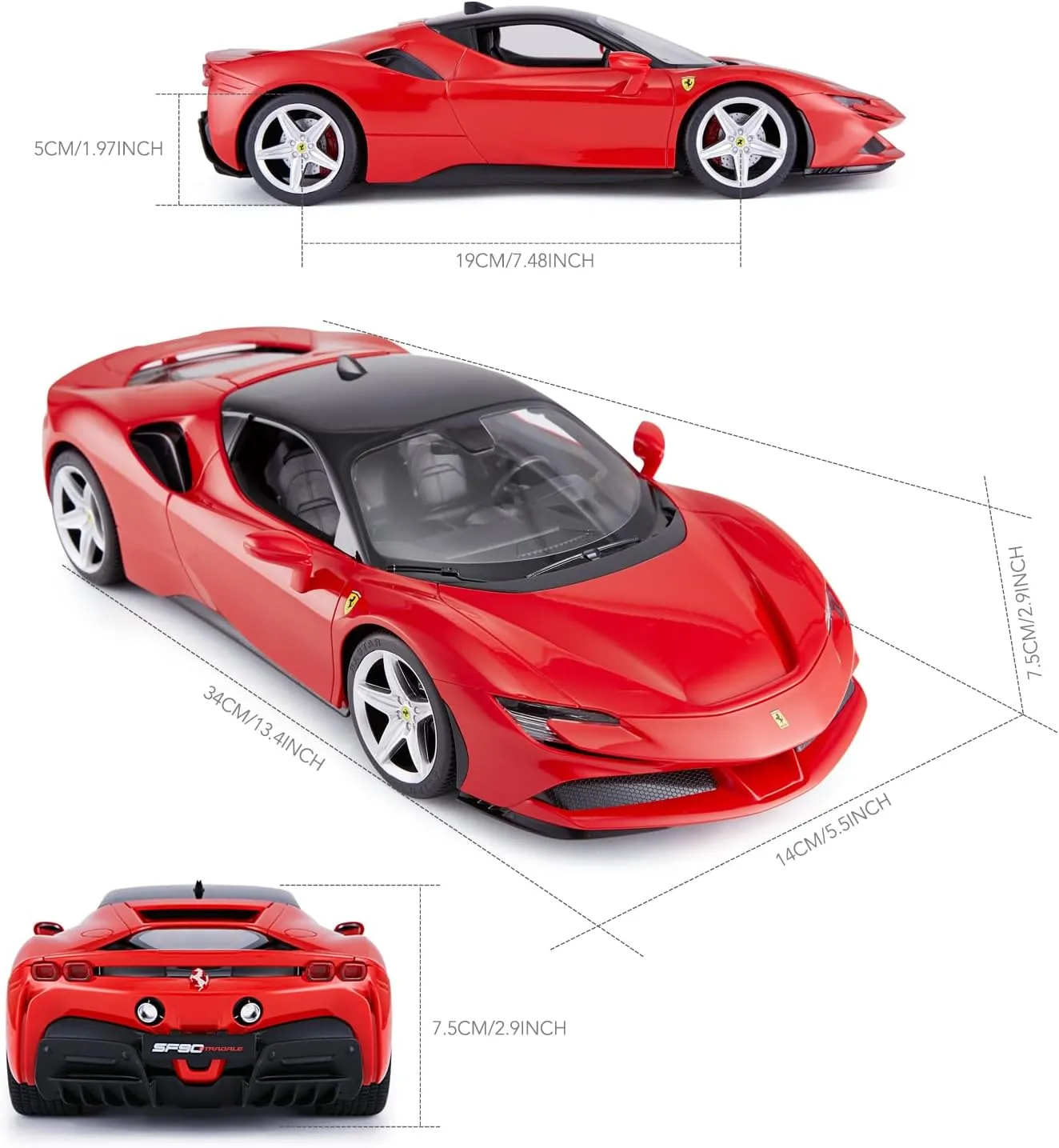 RASTAR 1/14 Ferrari SF90 Stradale Radio Remote Control Car, Ferrari SF90 Model Car Toy Car for Boys Kids, 2.4G