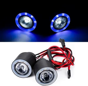 RC 2LEDs Light Kit Headlights Angel Eyes for Axial SCX6 AXI05000 1/6 RC Rock Crawler Car Headlamps Accessories Decoration Lights (White Blue)
