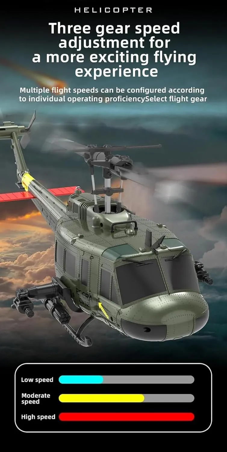 RC C032 UH-1 RC Helicopter - 2.4G 6CH Gyro Stabilized Flybarless RTF Remote Control Helicopter, 1/48 Scale RC Aircraft Model for Adults,Pink,1 Battery