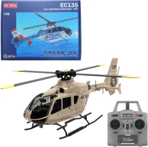 RC C123 Helicopter EC135 with 6-Channel Gyro, Single Rotor, Altitude Hold, Brushless Motors, and Optical Flow Remote Controlled Helicopter for Adults