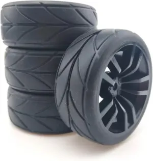 RC Car DIY Parts for HSP for HPI 1/10 4Pcs Rubber Tires Plastic Wheel 6030-6081 RC On-Road Car for Racing Parts(A)