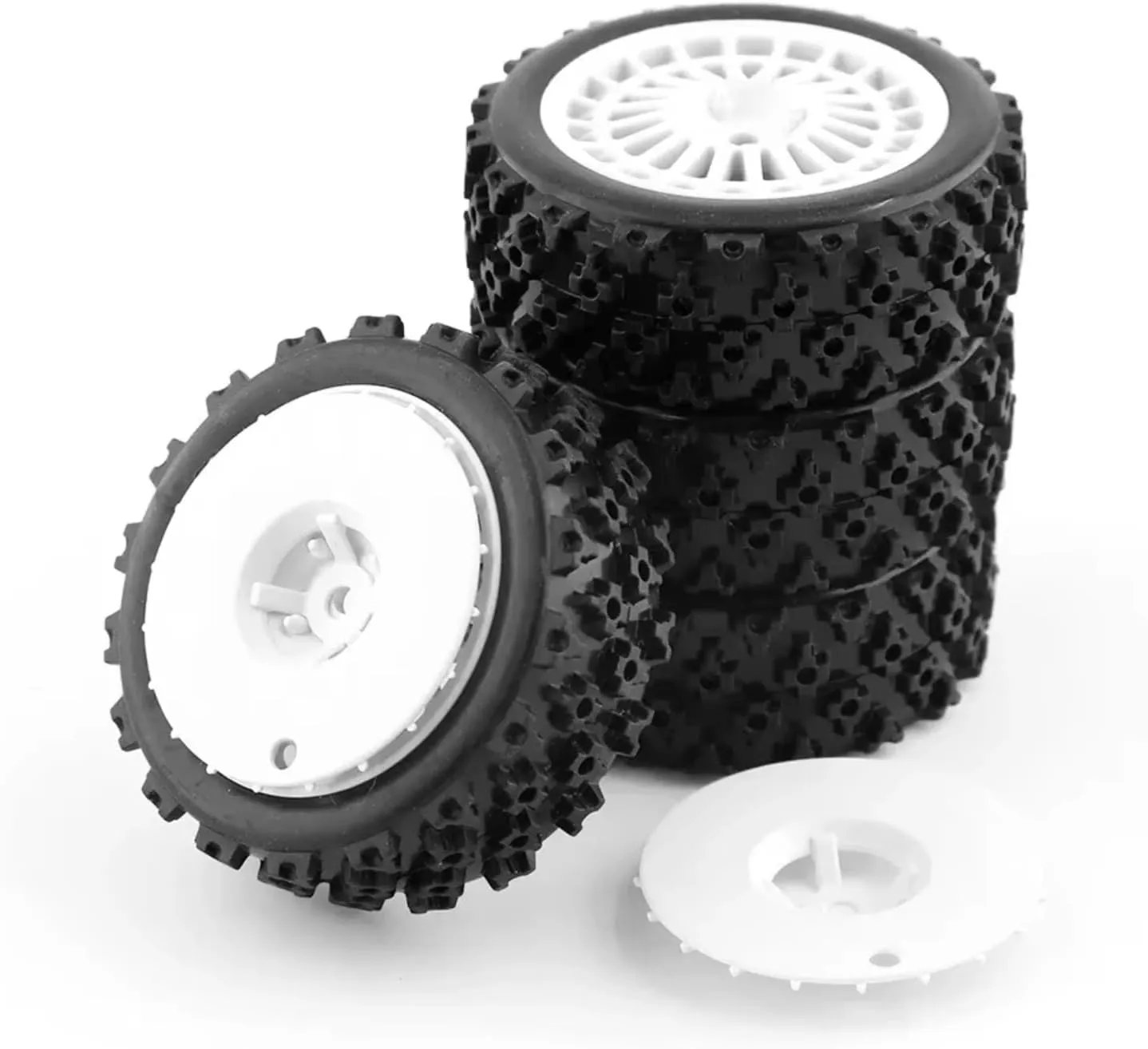 RC Car DIY Parts for Tamiya for TT01 for TT02 for TT02B 1/10 72mm Rubber Tire Wheel Tyre RC for Racing Car Upgrades Parts Accessories(White Disc)