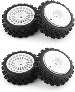RC Car DIY Parts for Tamiya for TT01 for TT02 for TT02B 1/10 72mm Rubber Tire Wheel Tyre RC for Racing Car Upgrades Parts Accessories(White Disc)