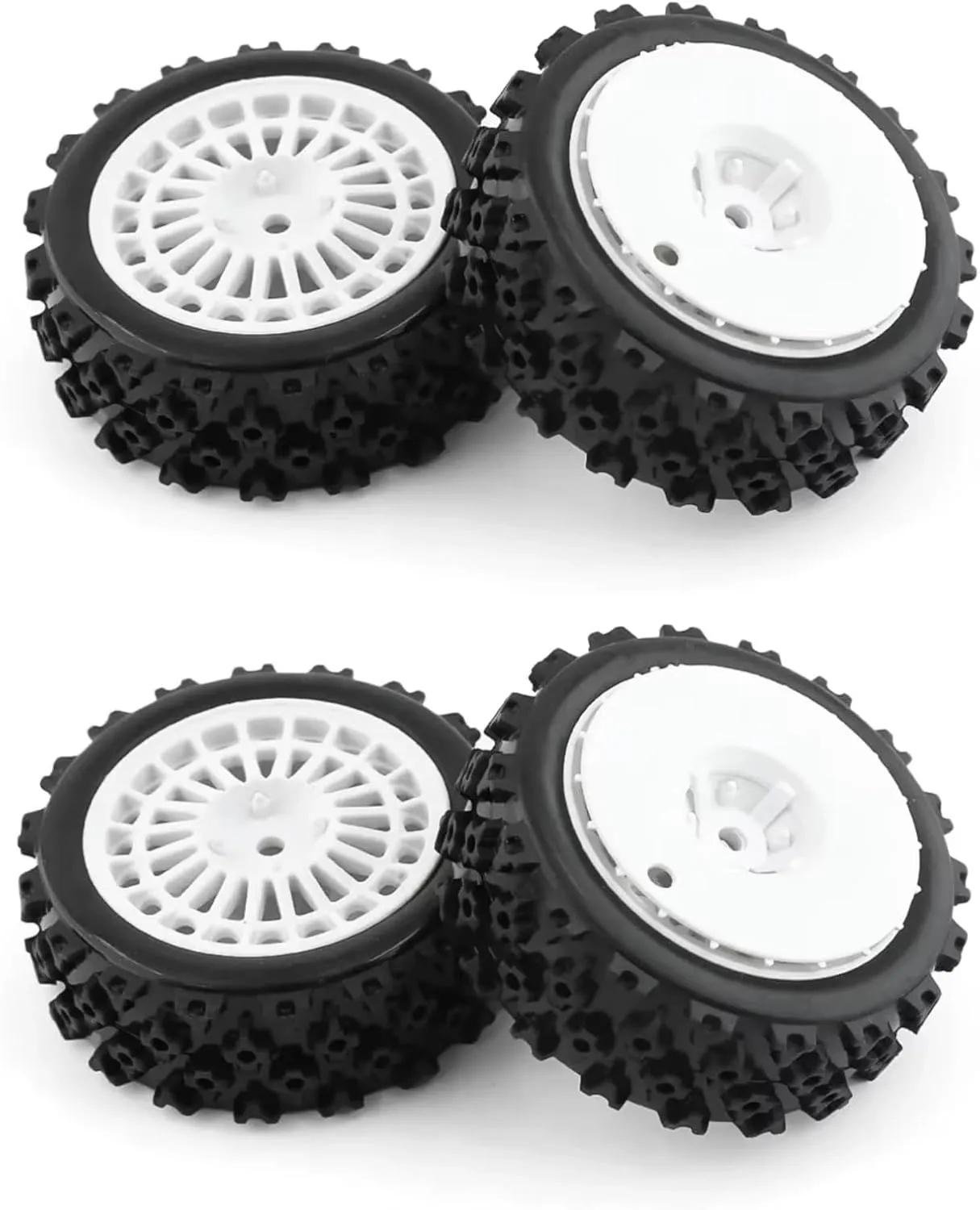 RC Car DIY Parts for Tamiya for TT01 for TT02 for TT02B 1/10 72mm Rubber Tire Wheel Tyre RC for Racing Car Upgrades Parts Accessories(White Disc)