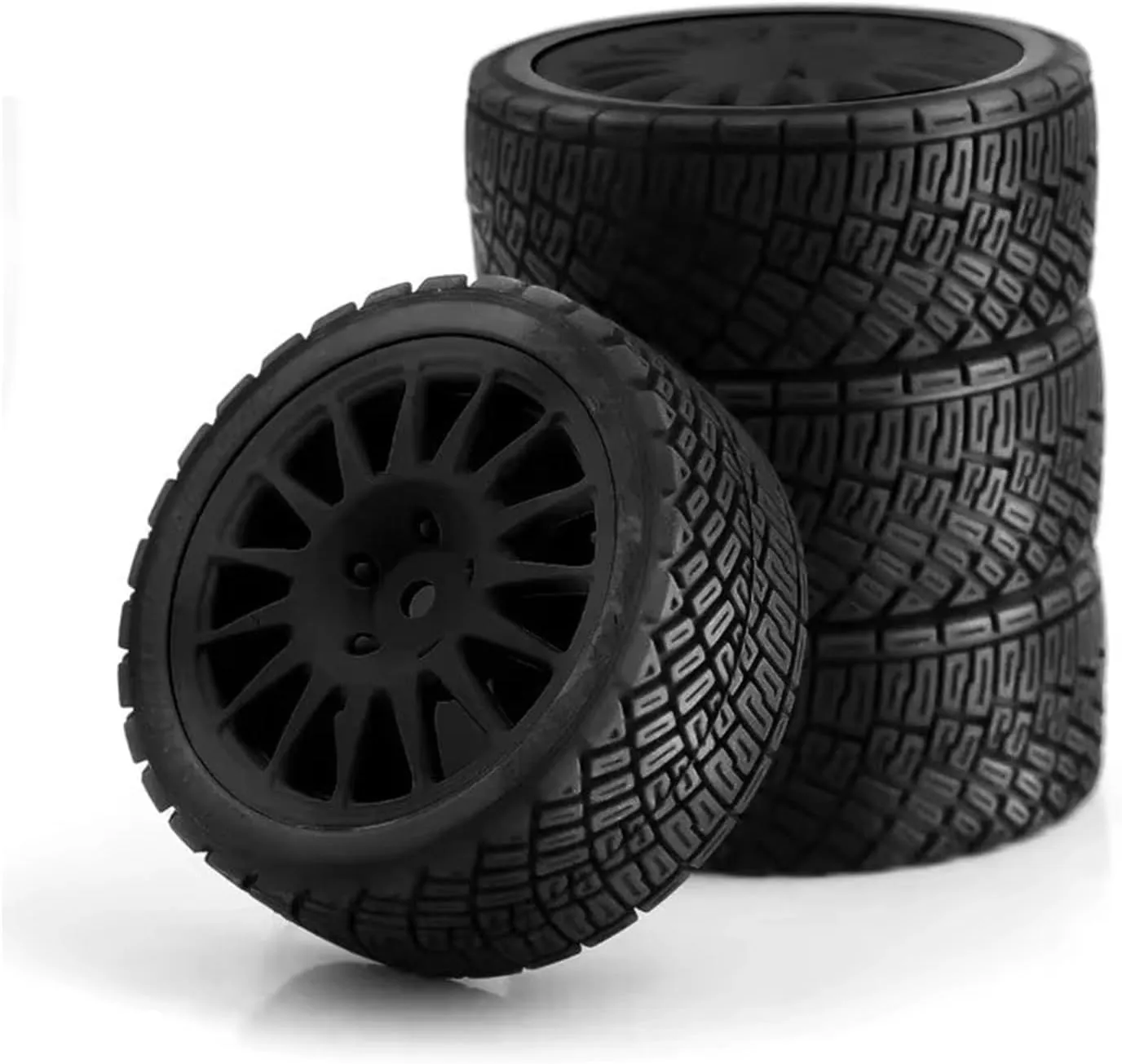Rc Car Wheel Rim Tire Compatible with Tamiya for TT01 for TT02 for XV01 for TA06 1/10 1/12 1/14 RC for Racing Car Tires On Road Tyre Wheel Car Upgrades Parts(Black)
