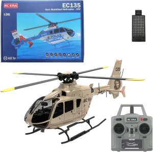 RC ERA C123 EC135 RC Helicopter - 1/36 Scale 6CH Remote Control Airplane Single Rotor Gyroscopic Aircraft, 6G/3D RC Military Helicopter for Adults Beginners