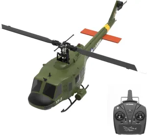 RC Helicopter, F07 1/34 Scale UH-1 Huey 6CH Brushless Direct-Drive 3D/6G Flybarless Helicopter, 2.4G RC Helicopter Model with Optical Flow Positionin (RTF Version/Mode1/Mode2)