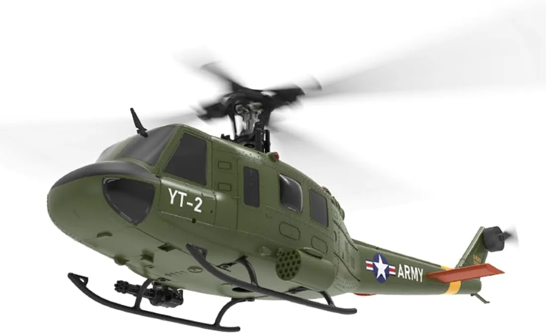 RC Helicopter, F07 1/34 Scale UH-1 Huey 6CH Brushless Direct-Drive 3D/6G Flybarless Helicopter, 2.4G RC Helicopter Model with Optical Flow Positionin (RTF Version/Mode1/Mode2)