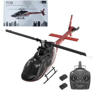 RC Helicopter for Adults| 1/27 F08 Bell 206 RC Helicopte with Optical Flow Positioning 2 Batteries, 2.4G 6CH Remote Control Helicopter Brushless, 6G RC Airplane Toy(RTF)