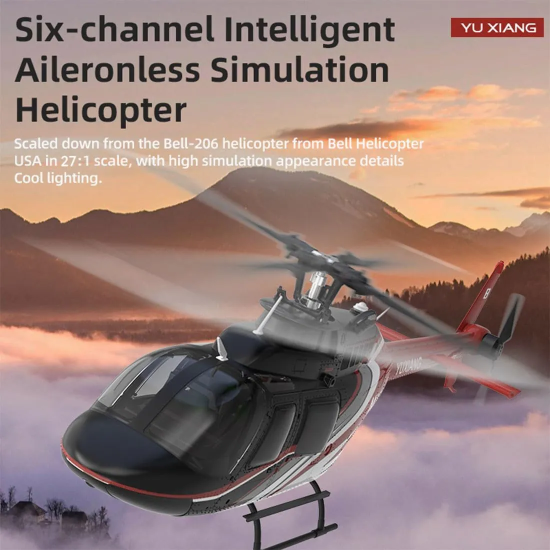 RC Helicopter for Adults| 1/27 F08 Bell 206 RC Helicopte with Optical Flow Positioning 2 Batteries, 2.4G 6CH Remote Control Helicopter Brushless, 6G RC Airplane Toy(RTF)