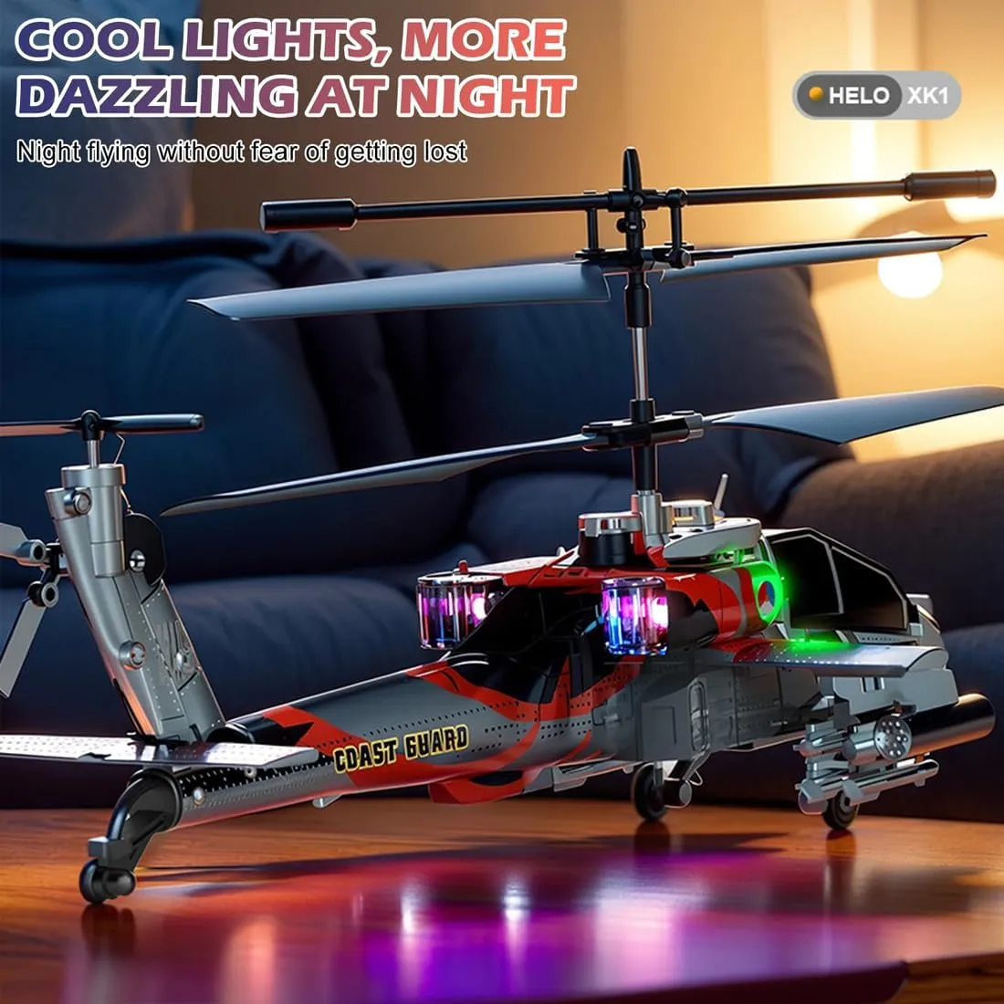 RC Helicopter for Adults, XK1 3.5CH Remote Control Helicopter, Mini Aircraft Altitude Hold 2.4G Mini Drone with LED Lights, RC Helicopters for Adults Beginner (3 Battery)