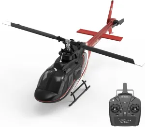 RC Helicopter Model with Optical Flow Positioning F08 1/27 Scale Bell 206 2.4G 6CH Brushless Direct-Drive 3D/6G Flybarless (RTF Version/Black Red)