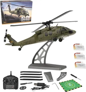 RC Helicopter, Remote Controlled Helicopter for Adults Beginners, 2.4G 4CH RC Plane 6-Axis Gyroscope Altitude Hovering Military Aircraft Aileronles with Display Stand and Landing Pads(3 Battery)