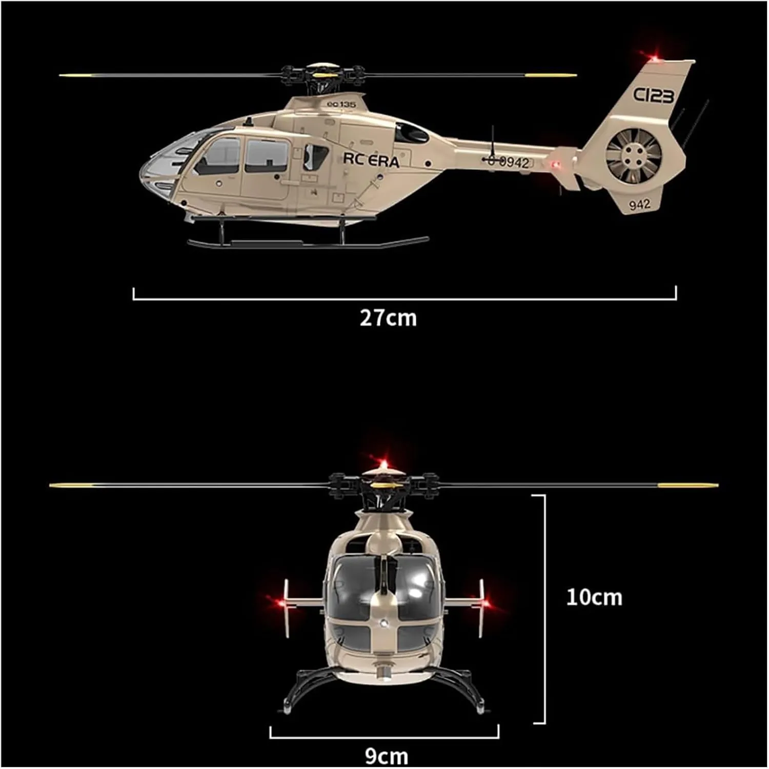 RC Helicopter,EC135 Remote Control Helicopter Aircraft,1/36 Scale C123 Remote Control Helicopter Airplane,with 6-Axis Gyro and Brushless Motor, for Adults Beginners(Blue,Single Battery)