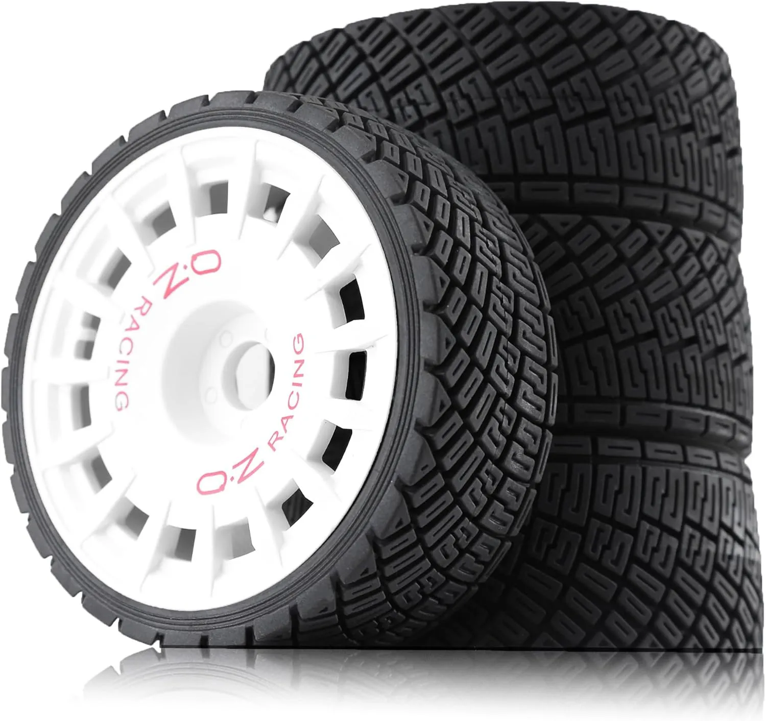RC Rally Car Tires On Road 1/7 1/8 Tyres OD 100mm 17mm Hex Plastic Wheels Rims for 1/7 1/8 Scale Racing Car KM WRC C3 ARRMA Felony Infraction Limitless RC On-Road Car (White 2)