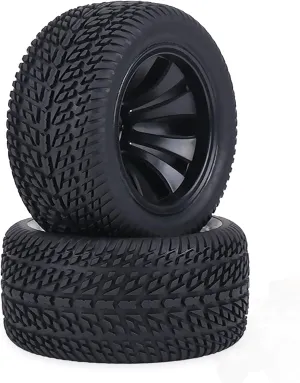 RC Truck Tires, Car Wheels Road Holding, 2pcs/Set Rubber Tyre Tires & Plastic Hubs Wheel for 1/12 RC Car Racing Car Truck Replacement