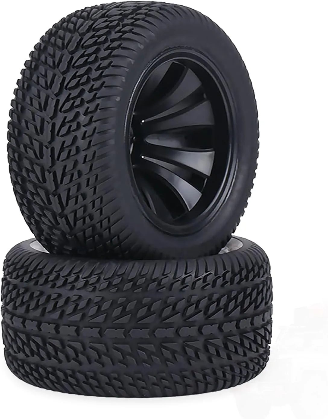 RC Truck Tires, Car Wheels Road Holding, 2pcs/Set Rubber Tyre Tires & Plastic Hubs Wheel for 1/12 RC Car Racing Car Truck Replacement