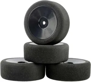 RC Tyre Set for HSP for HPI 1/10 On-Road RC Car 12mm Hex RC for Racing Cars Accessories 4Pcs Set for Racing Foam Tire Wheel Rim Set(Black)