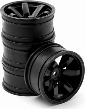 RC Car DIY Parts for Tamiya for Kyosho for HSP for HPI 1/10 4pcs 52mm Plastic Wheel Rim Wheel Hubs TE37 RC On-Road Drift for Racing Car(Black)