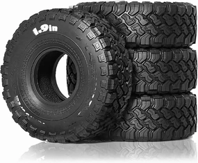 Rc Car Wheel Rim Tire Compatible with Rock for Track for Redcat Scx10 Ii for Axial for Yikong D90 Trx4 Trx6 1/10 Rc Car Tyre 4Pcs 1.9Inch 116Mm Rubber Tires