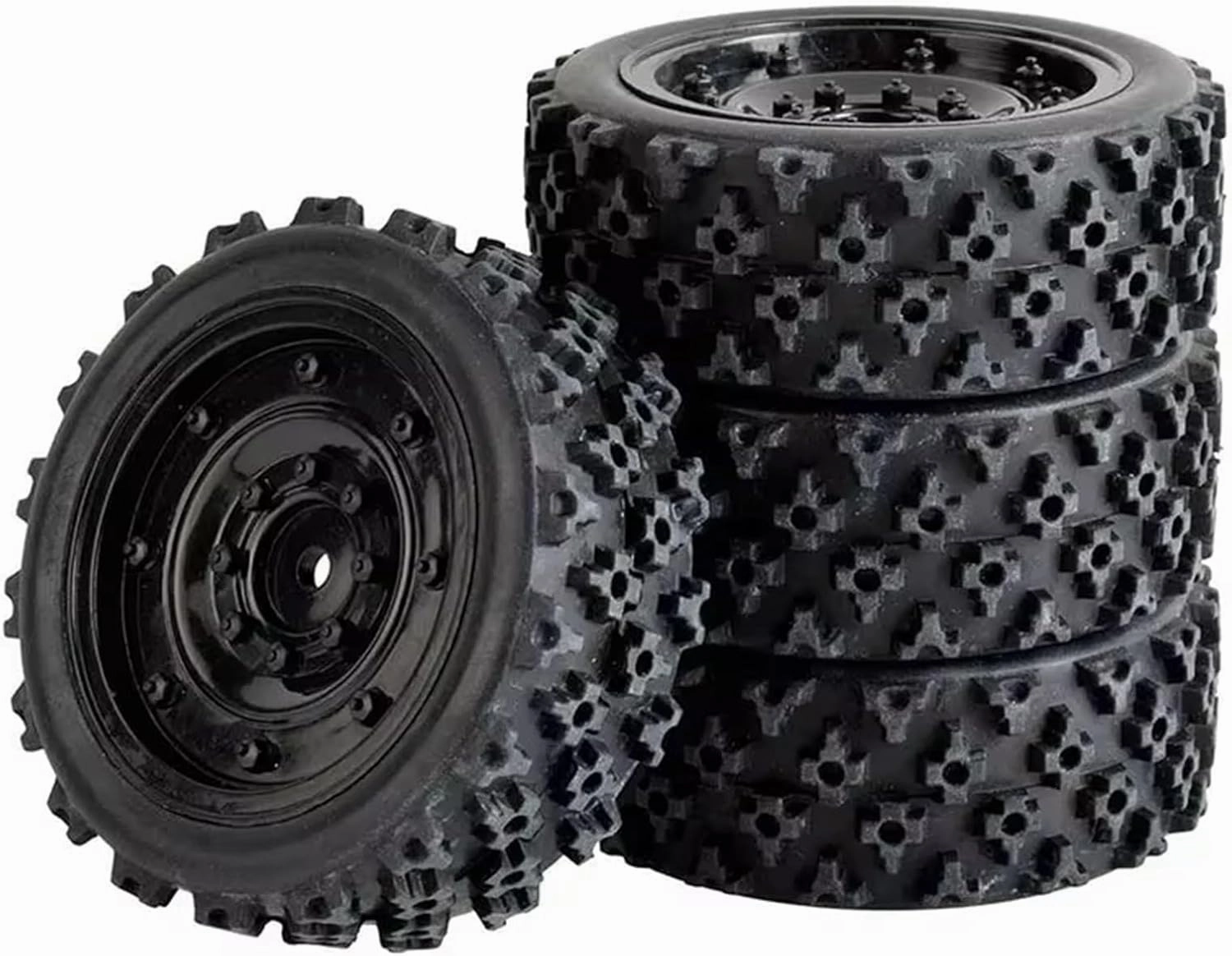 Rc Car Wheel Rim Tire Compatible with Tamiya for XV01 for XV02 for TA06 for TT01 for TT02 1/10 RC for Racing Car Wheels for Rally Tyre & On Road Tires 12mm Hex(Black,B)