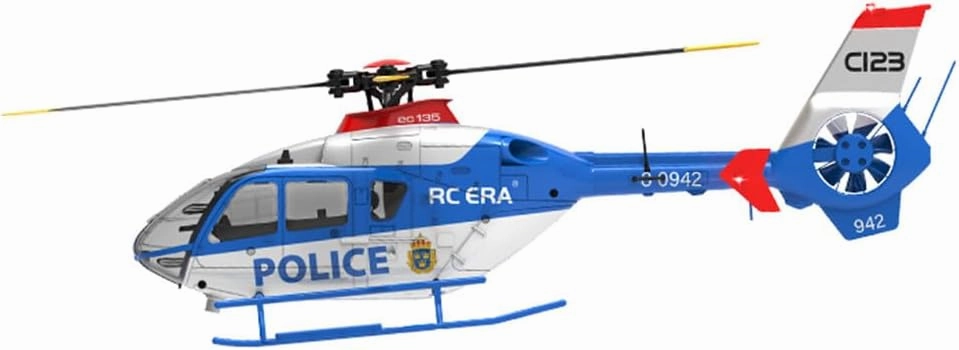 RC ERA 1/36 Scale C123 EC135 RC Helicopter, 2.4G 6CH Single-Rotor Gyroscopic Flying Aircraft Model for Adult | Altitude Hold, One-Key Takeoff/Landing (1PCS Battery/Blue & White)