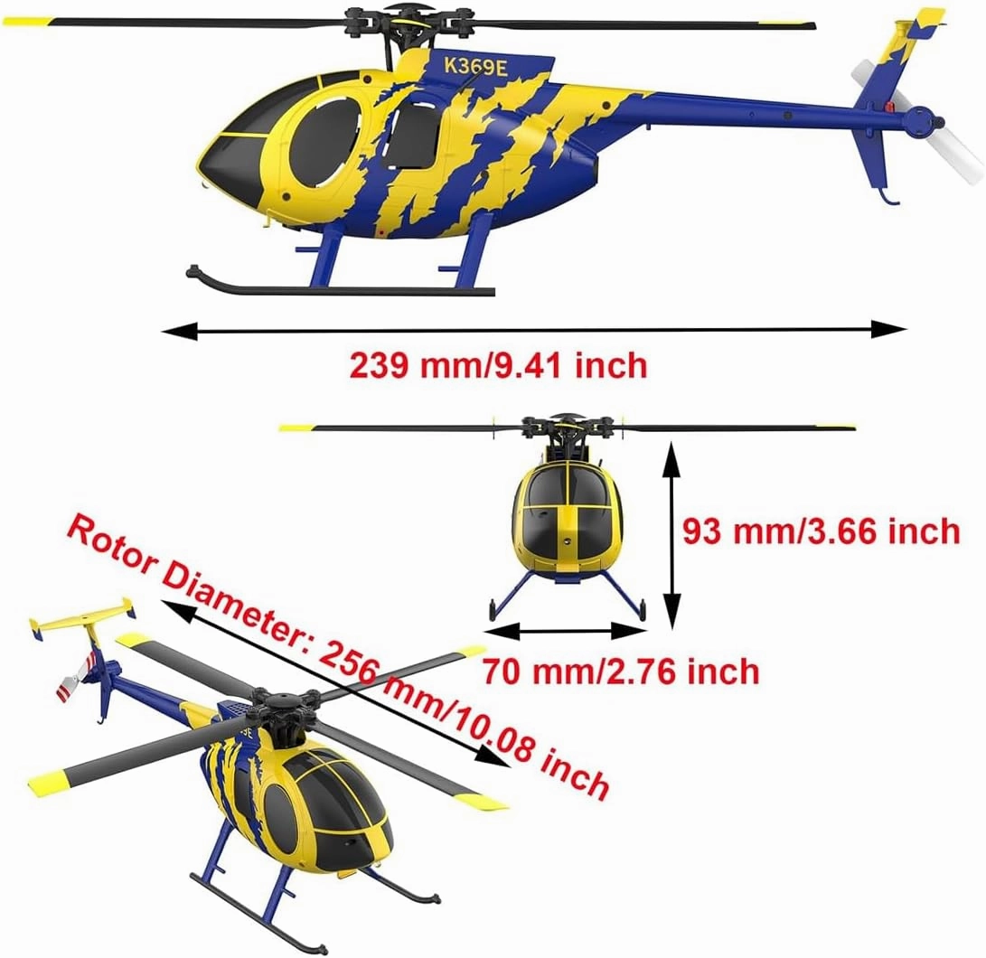 RC ERA C184 MD500 6-Axis Gyro RC Helicopter, 2.4GHz 4CH Flybarless Stabilized Helicopter with Optical Flow Sensor Remote Control Aircraft for Adults- RTF / 1PCS Battery