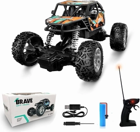 RC Racing Car, 2WD High Speed Off Road RC Car with 27 Mhz Remote Control,1:18 Scale RC Monster Vehicle Truck Crawler with One Rechargeable Battery,Gift for Kids and Adults