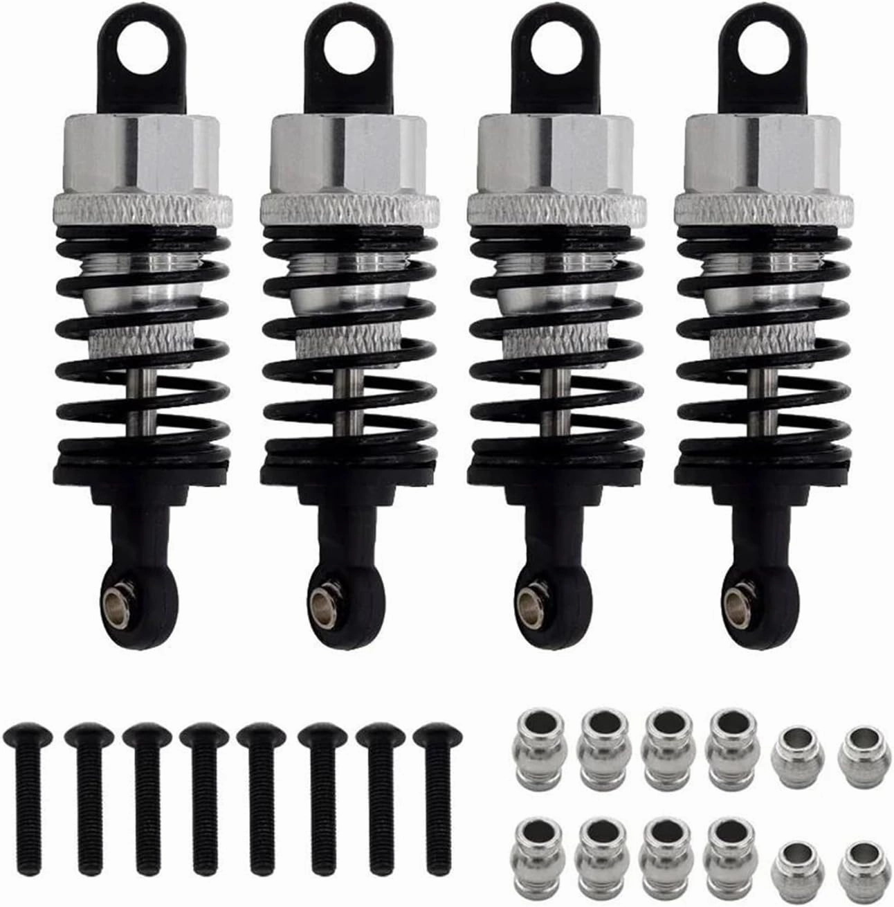 RC Shocks Damper Compatible with Tamiya TT02 TT01 M05 for HPI for HSP for Redcat Aluminium Alloy Oil Shock Absorber 1/10 RC On Road Drift for Racing Car(Silver)