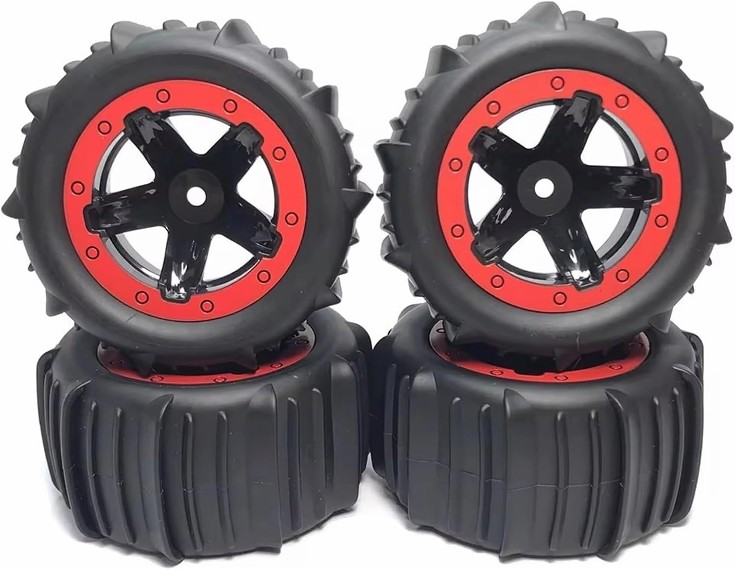 RC Tyre Set for Wltoys 144001 124018 for HBX for MJX for ZWN for SMAX 1625 for RH1635 for 9IMOD 4pcs RC 1/16 1/14 for Buggy Tires Hex 12mm Tyre Wheels(Red)