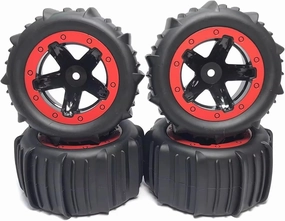 RC Tyre Set for Wltoys 144001 124018 for HBX for MJX for ZWN for SMAX 1625 for RH1635 for 9IMOD 4pcs RC 1/16 1/14 for Buggy Tires Hex 12mm Tyre Wheels(Red)