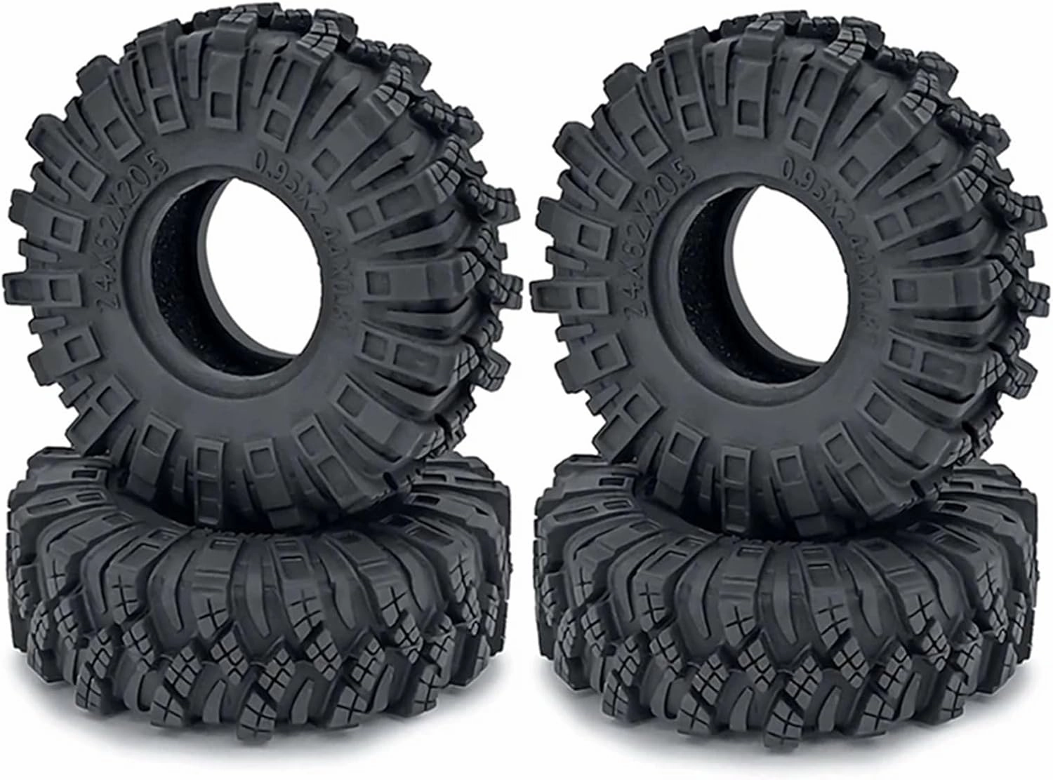 RC Wheel Tire Compatible with Axial for SCX24 for Gladiator for Bronco 8PCS 62Mm 1.0 Inch Wheel Tires Soft Mud Rubber Tyres 1/24 RC Crawler Car